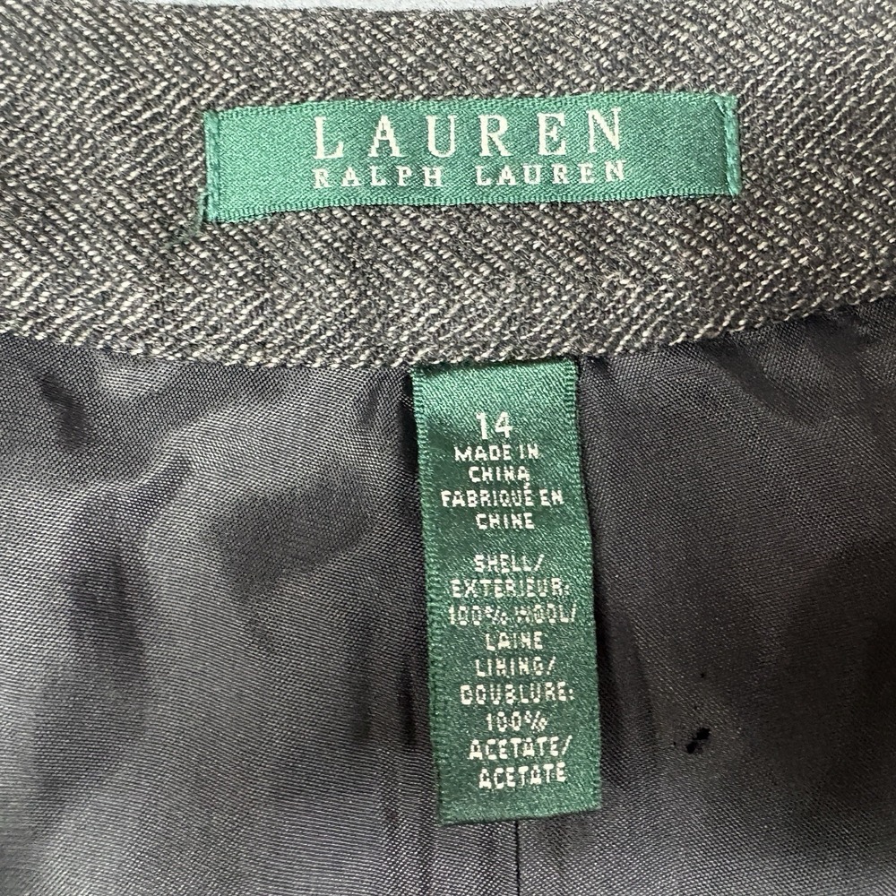 Lauren Ralph Lauren Size 14 Wool Herringbone Dress Pants Gray Black Lined - Picture 7 of 10